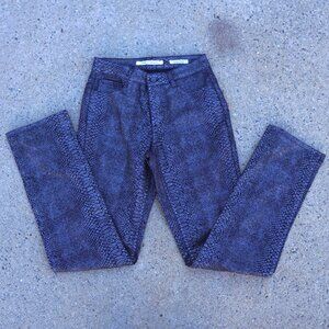 Jones NY Snakeskin Jeans Size 6 Mid-Rise Straight Leg Black Gray Stretch